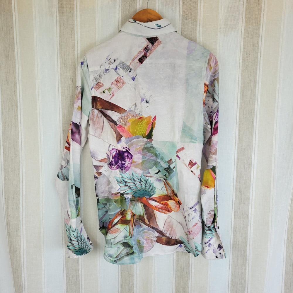 Robert‎ Graham Limited Edition Long Sleeve Blouse Size Small Floral Colorful - Picture 14 of 14